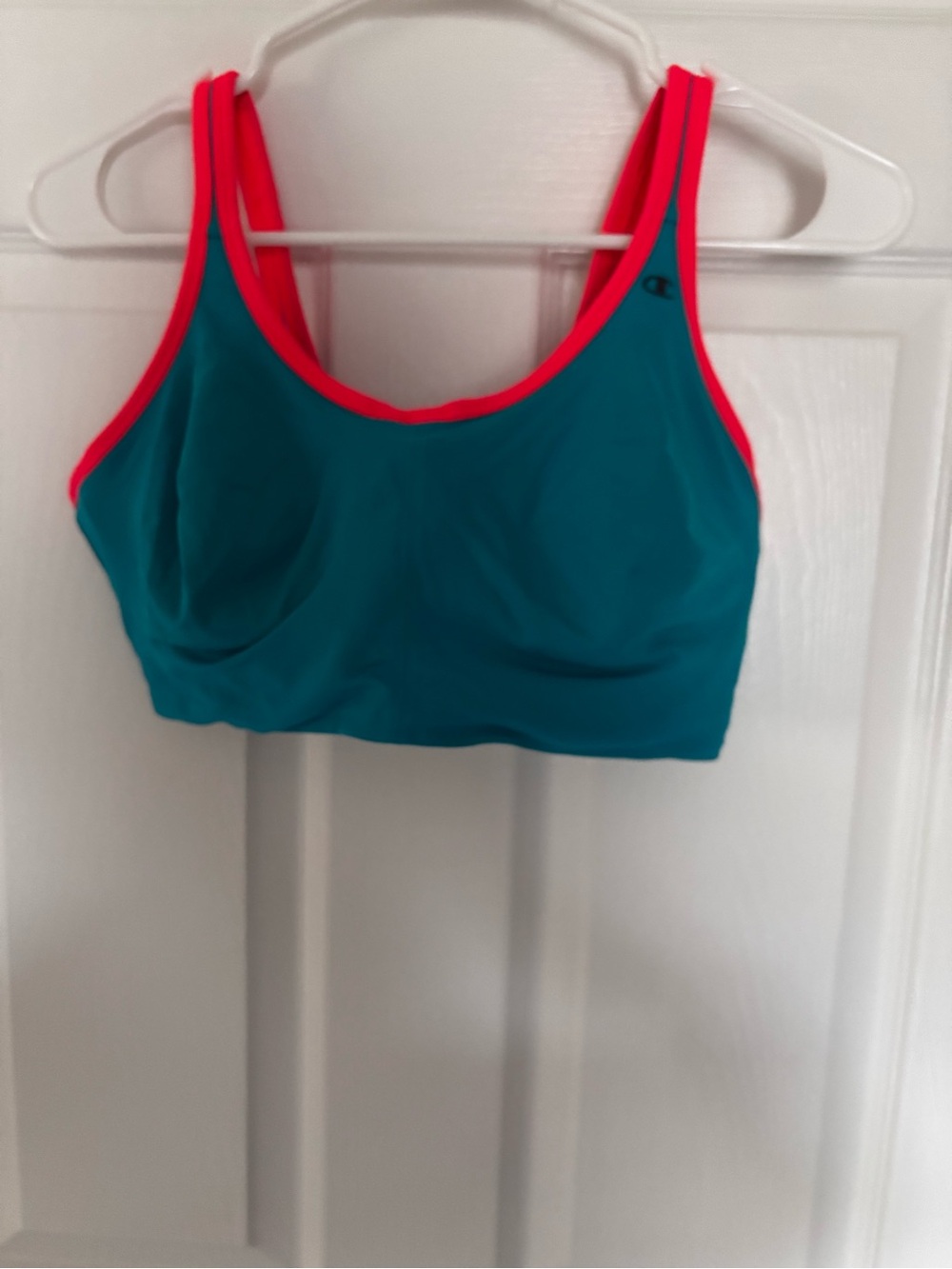 Champion Teal Sports Bra with Neon Pink Trim